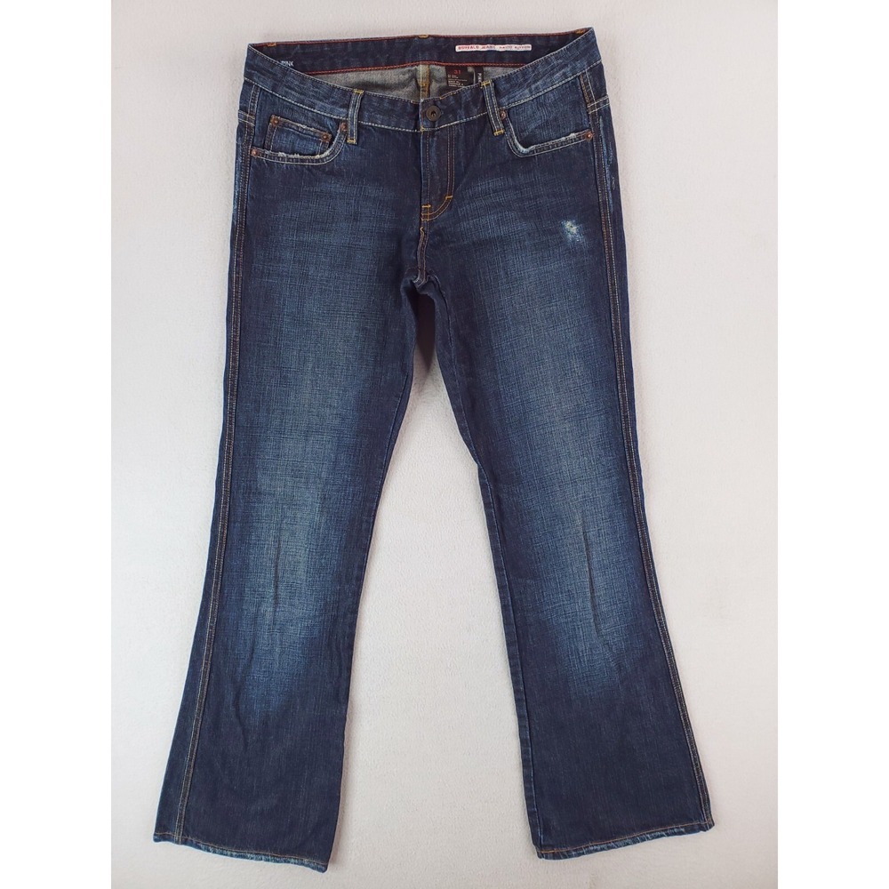 Buffalo‎ David Bitton Jeans Womens 31 Blue Pink Flared Boot Distressed Y2K Dark